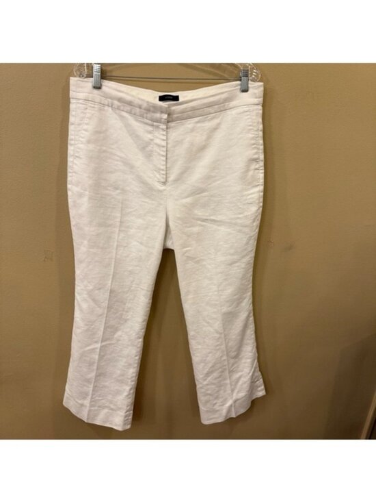 J. Crew Pants - J.Crew Hayden Kickout Crop Pant Stretch Linen White Size 14 High Rise Lined